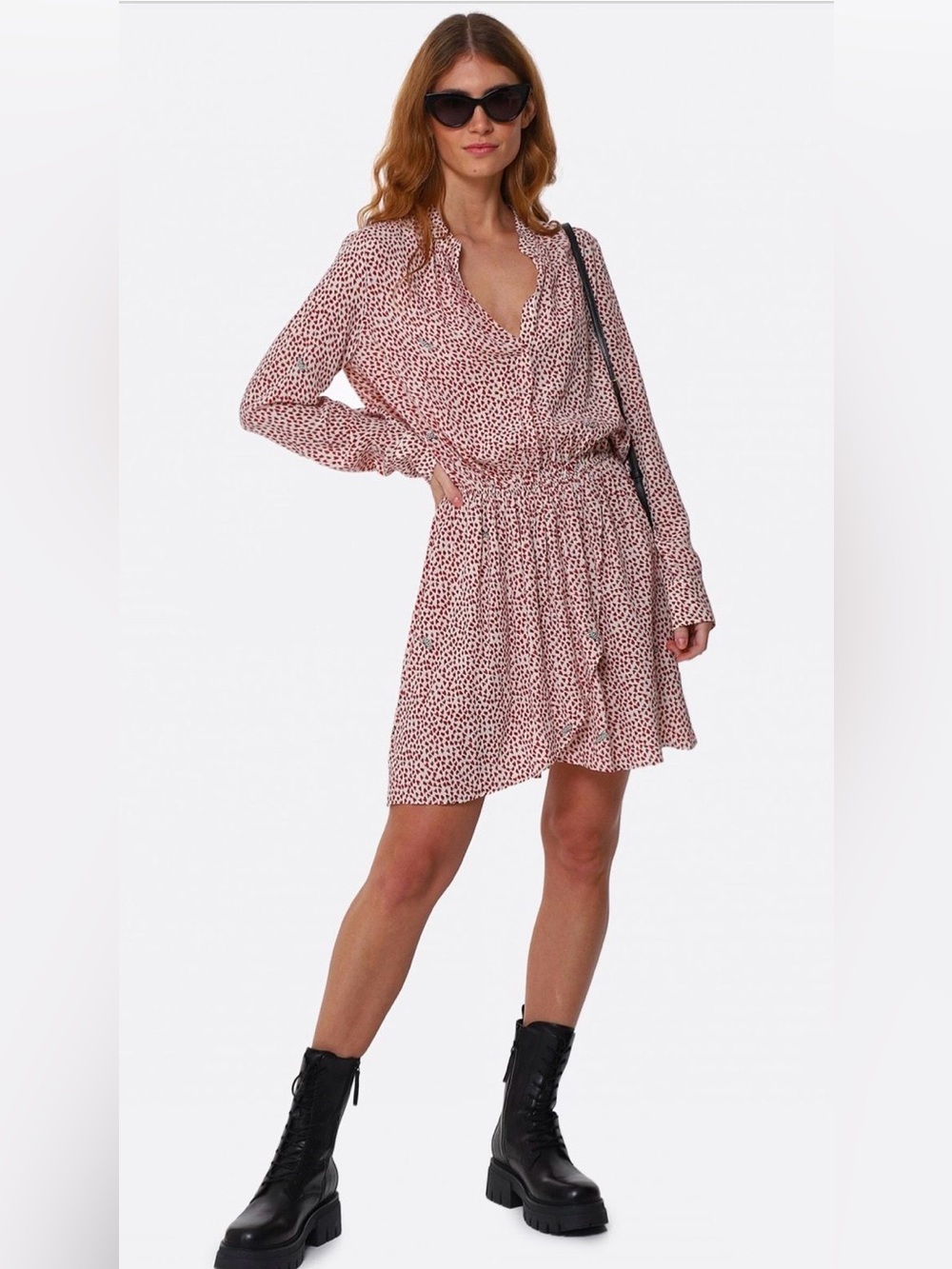 Zadig & Voltaire Rinka ZV Crush Heart Print Wrap Mini Dress Small